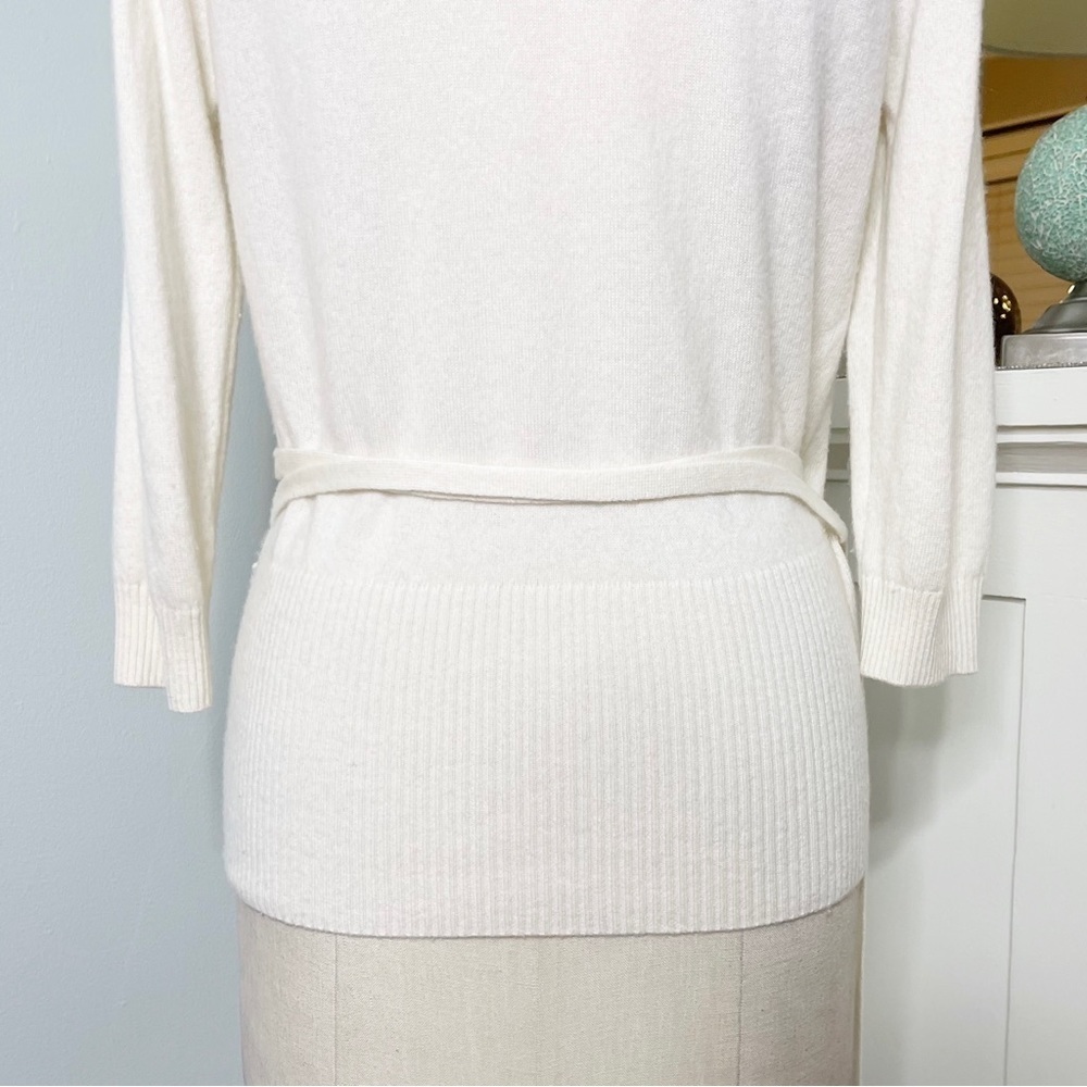 PURE Collection Cashmere Cream Wrap Front Sweater Tie Waist 4 Small - Picture 8 of 10